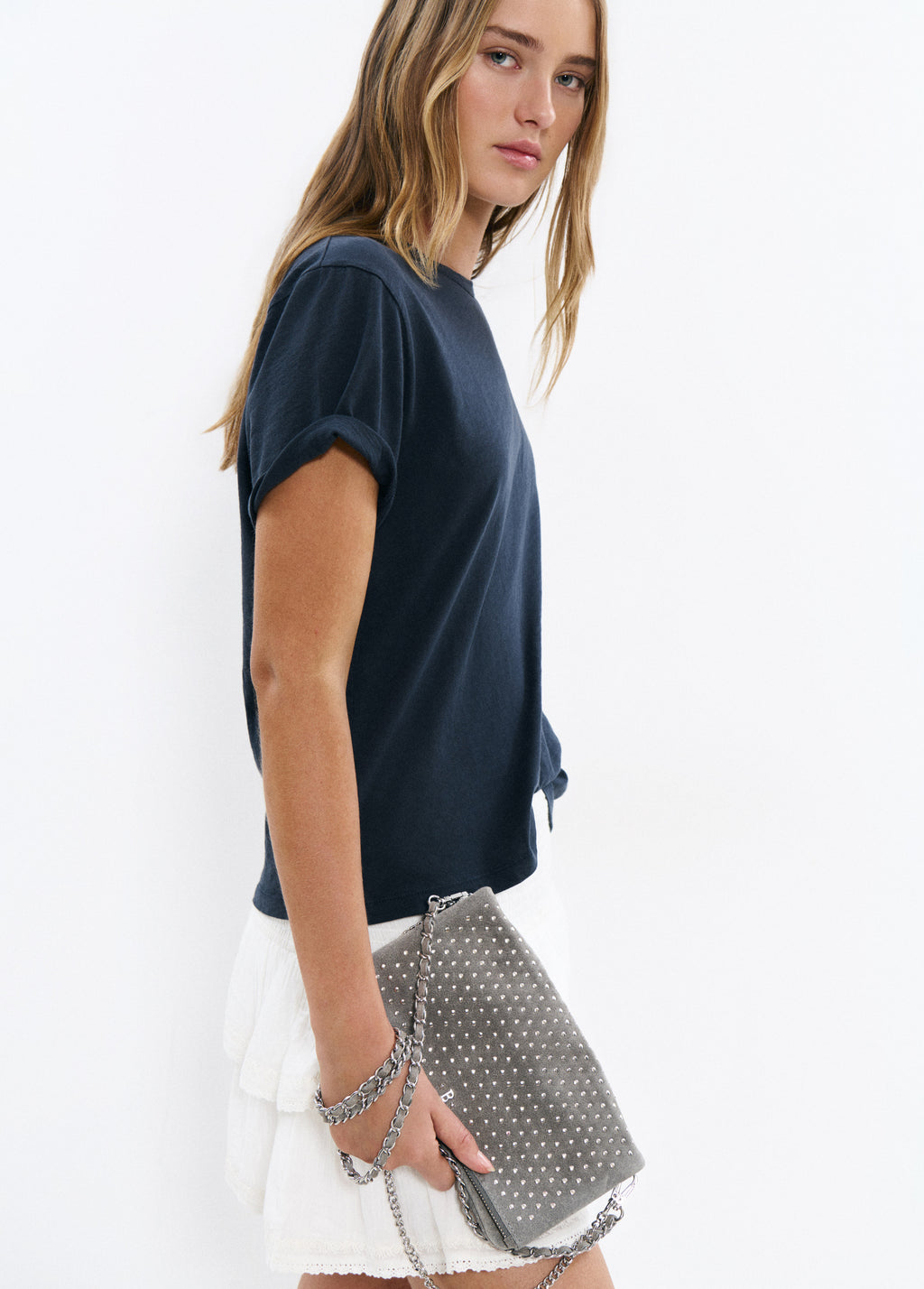 Leather Studded Flap Bag