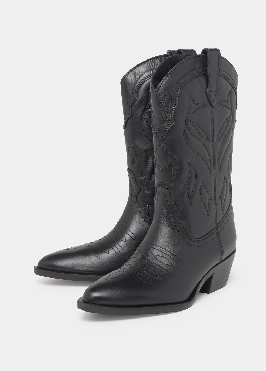 High cowboy leather boot