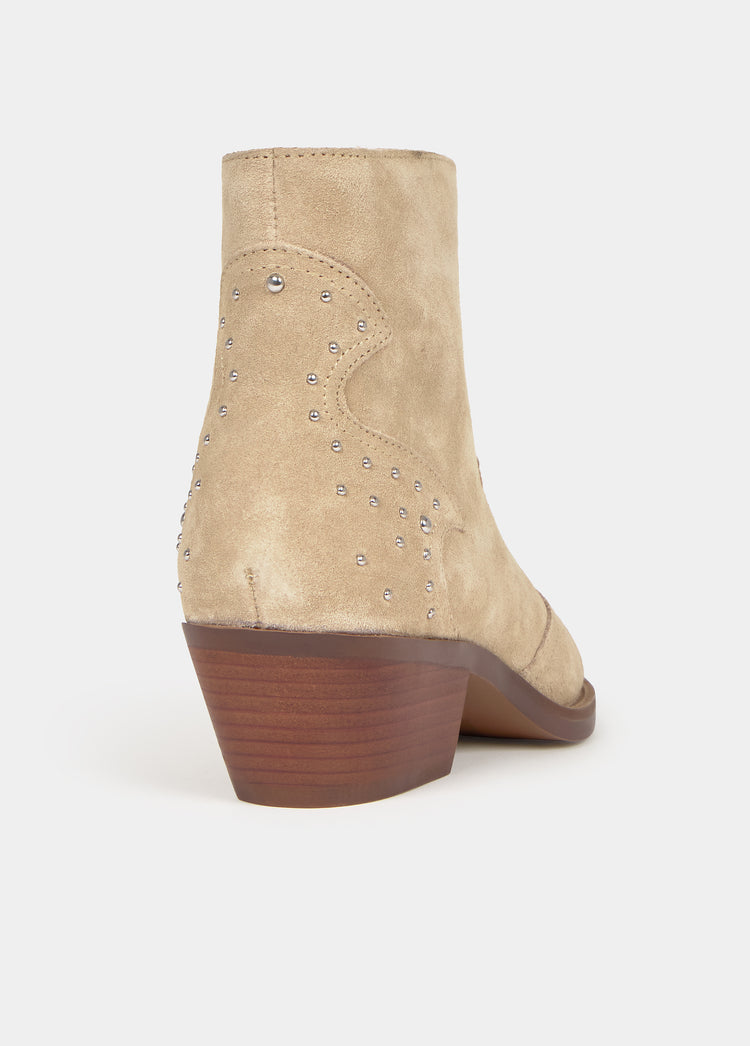 Leather camper ankle boots with studs
