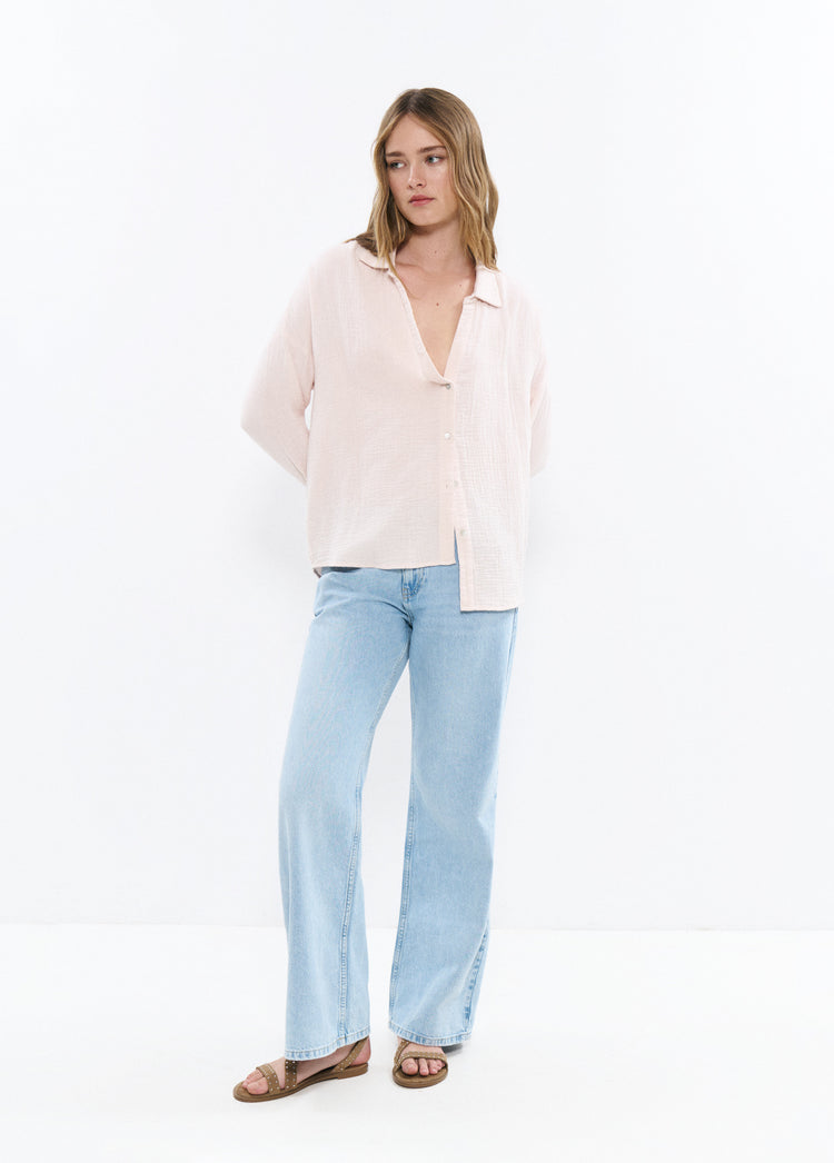 Camicia con scollo a V doppio tessuto