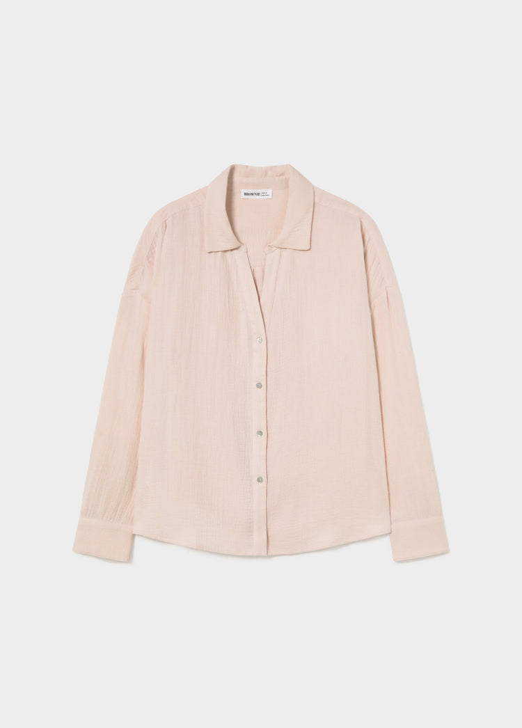 Camicia con scollo a V doppio tessuto