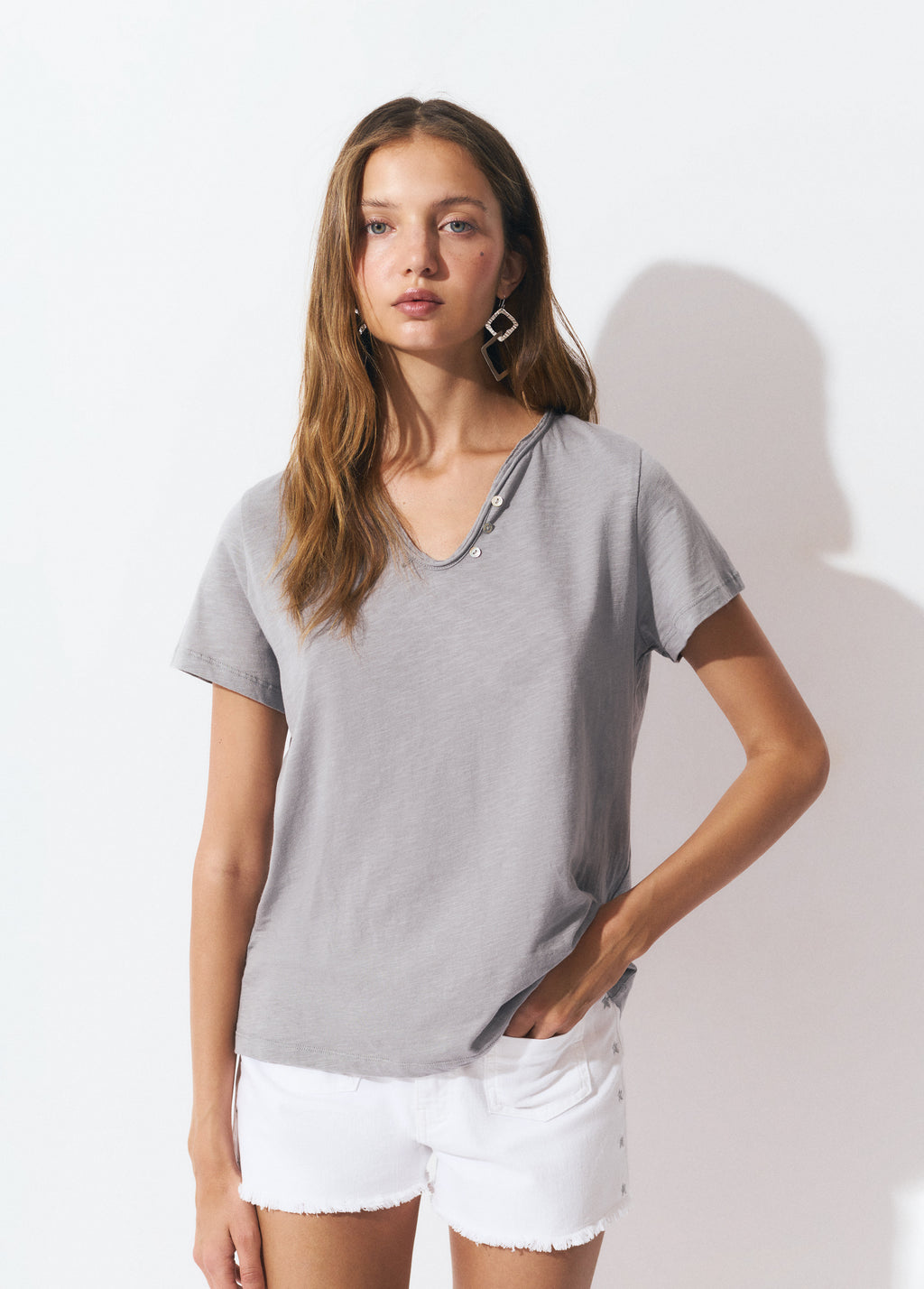 Katoenen T-shirt met knopen
