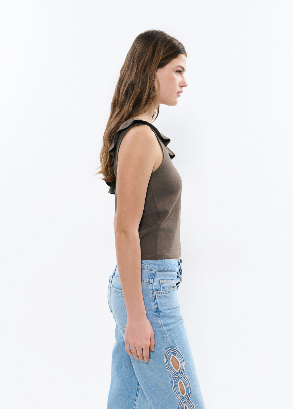 Asymmetrisch T-shirt met volant