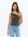 Asymmetrisch T-shirt met volant