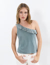 Asymmetrisches T-Shirt mit Volant
