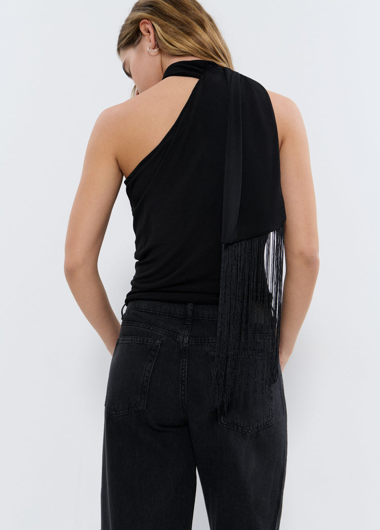 Fringed scarf t-shirt