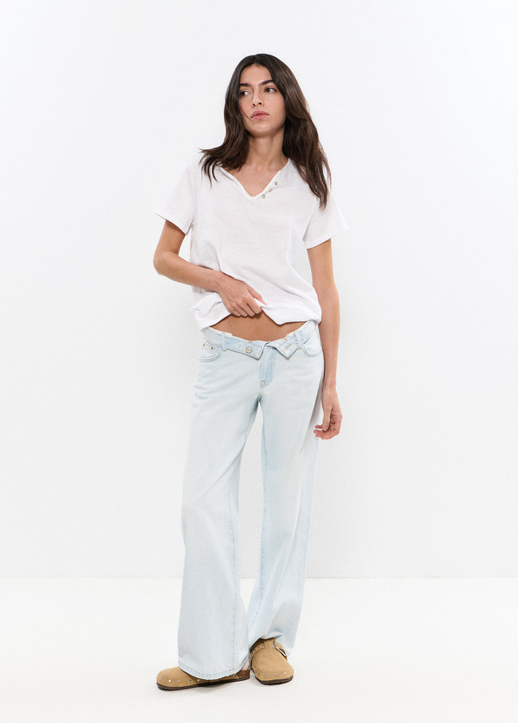 Katoenen T-shirt met knopen