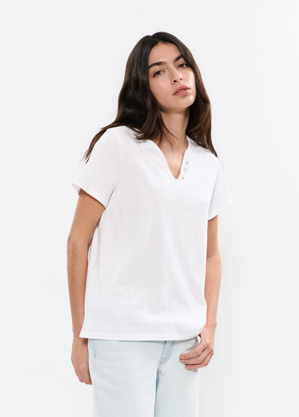 Katoenen T-shirt met knopen