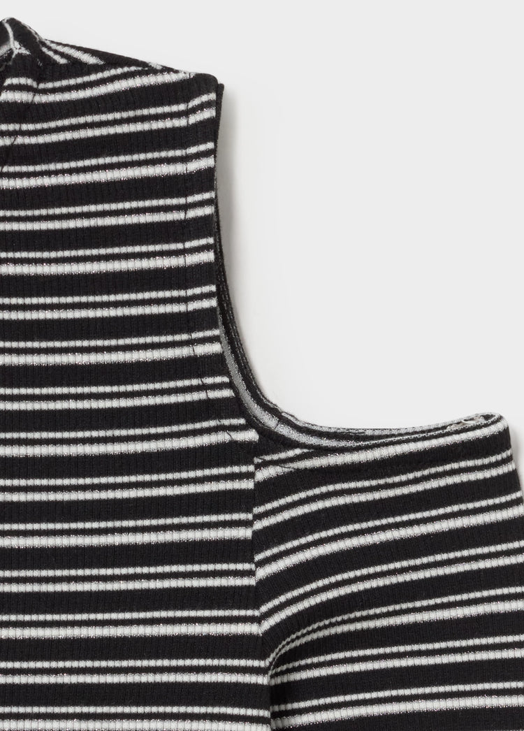 Striped T-shirt with shoulder cut-out