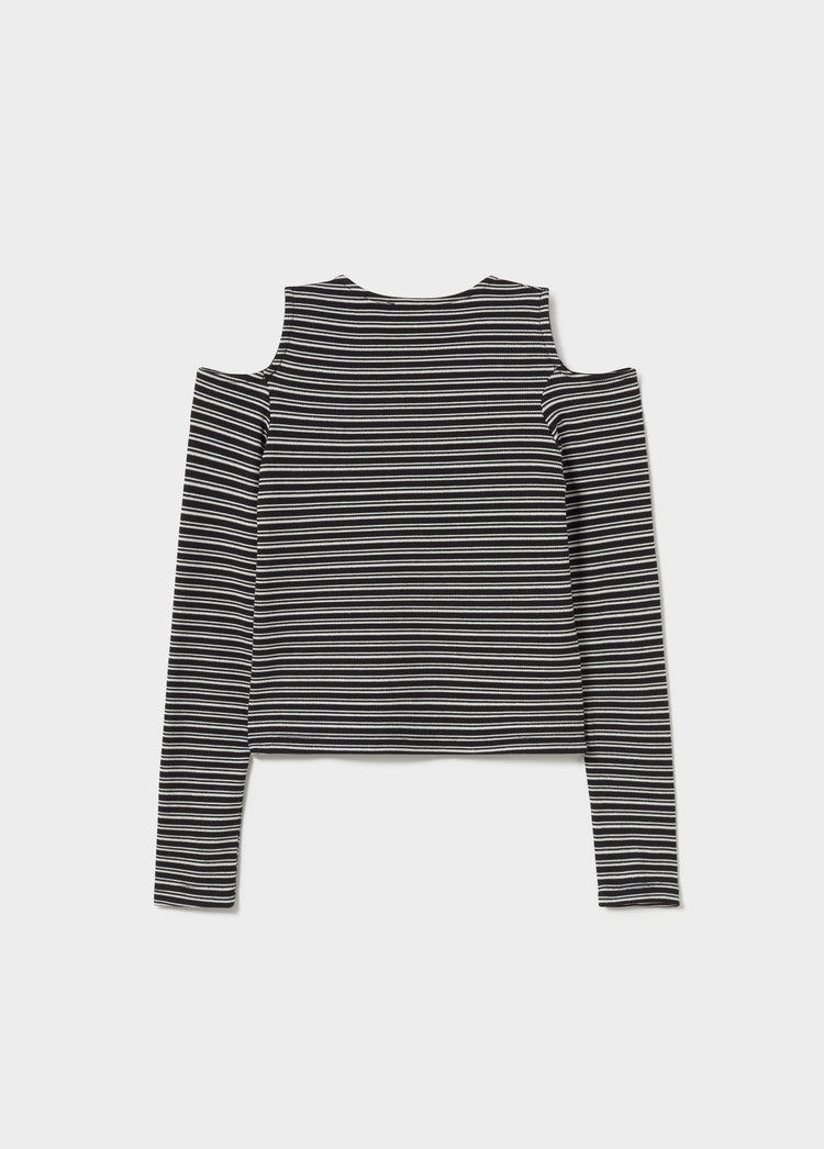 Striped T-shirt with shoulder cut-out