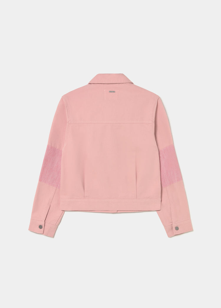 Cotton jacket with striped elbow patches