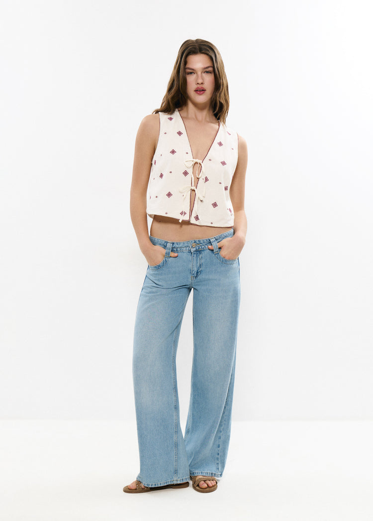 Embroidered border vest