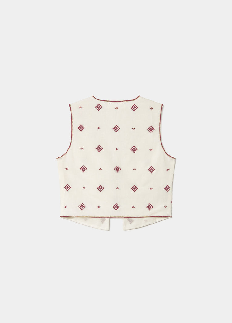 Embroidered border vest