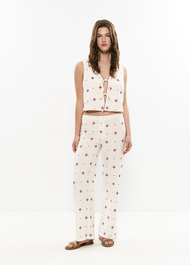 Embroidered border vest