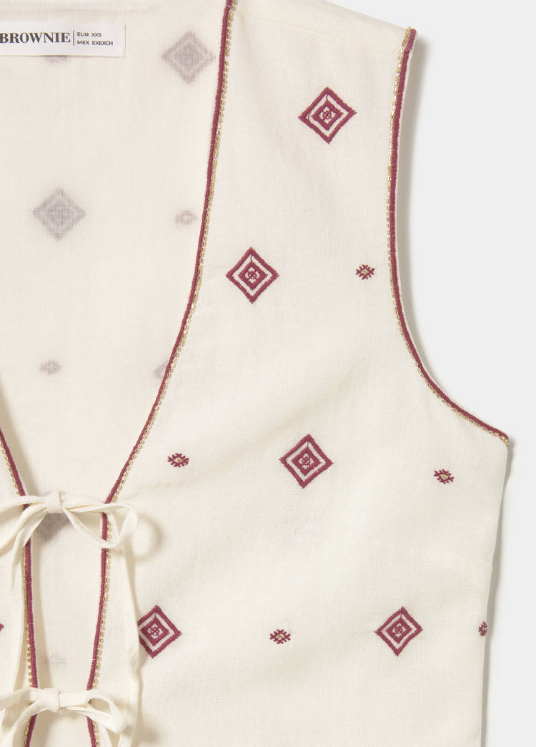 Embroidered border vest