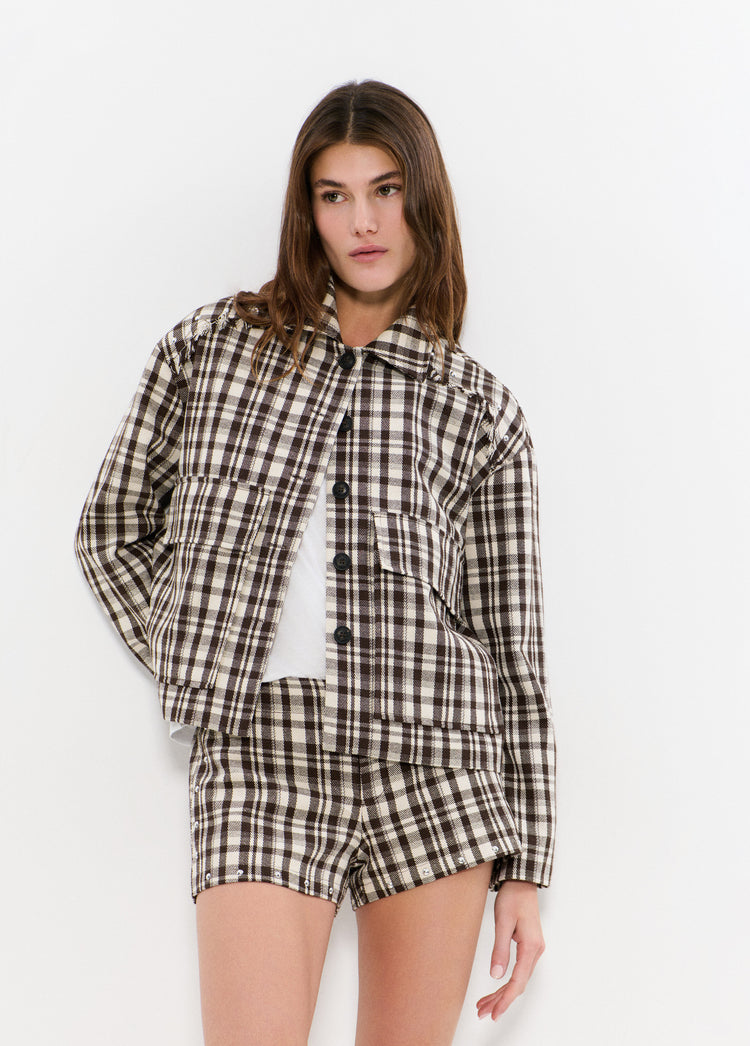 Short checkered jacket