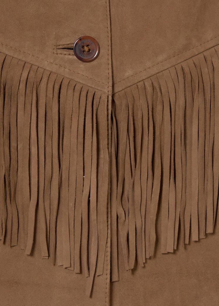 Suede leather jacket with fringes
