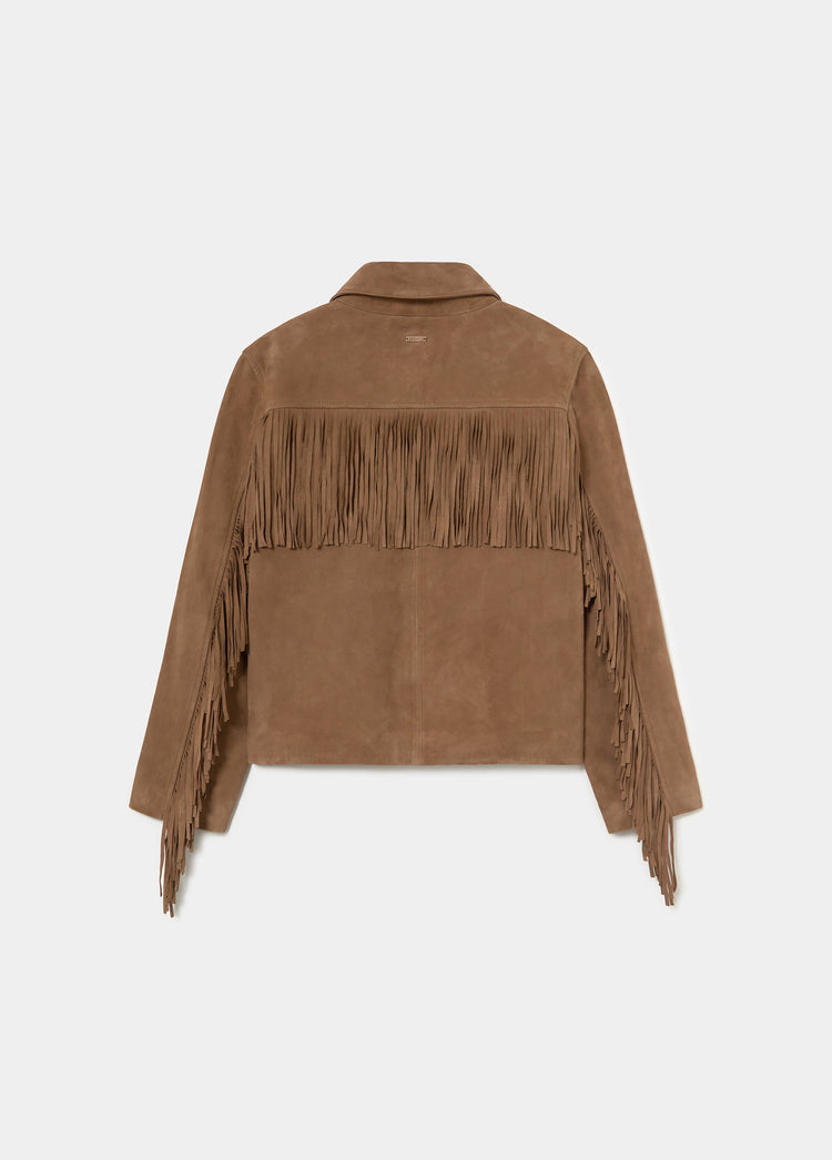 Suede leather jacket with fringes