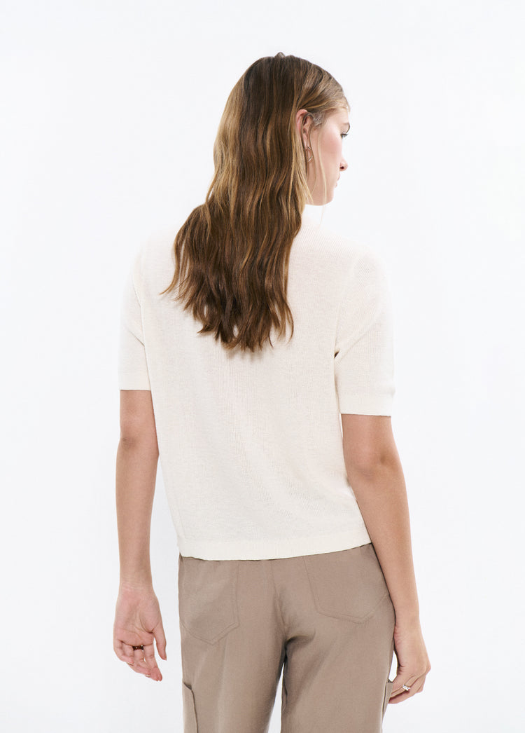 Short sleeve button knit jacket