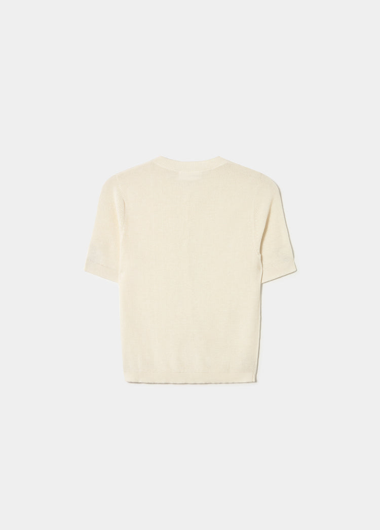 Short sleeve button knit jacket
