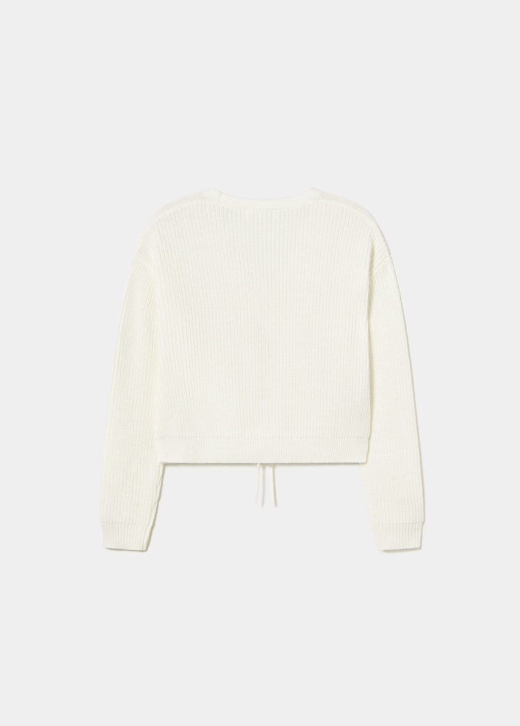 Knit jacket with bows