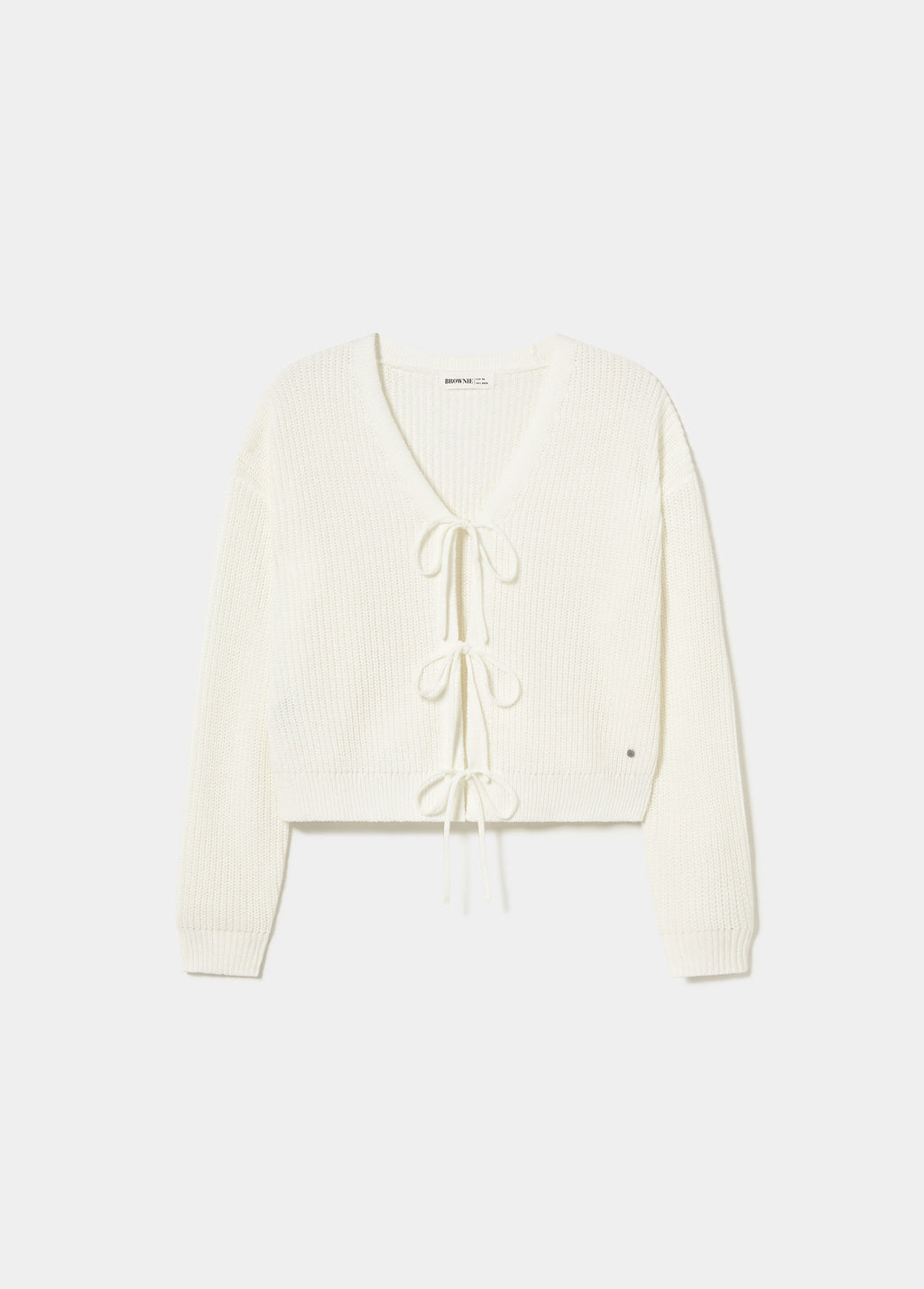 Knit jacket with bows