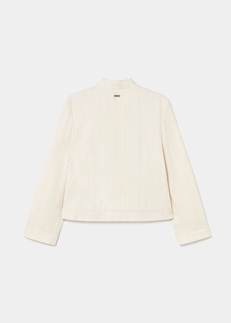 Textured knit jacket with trims