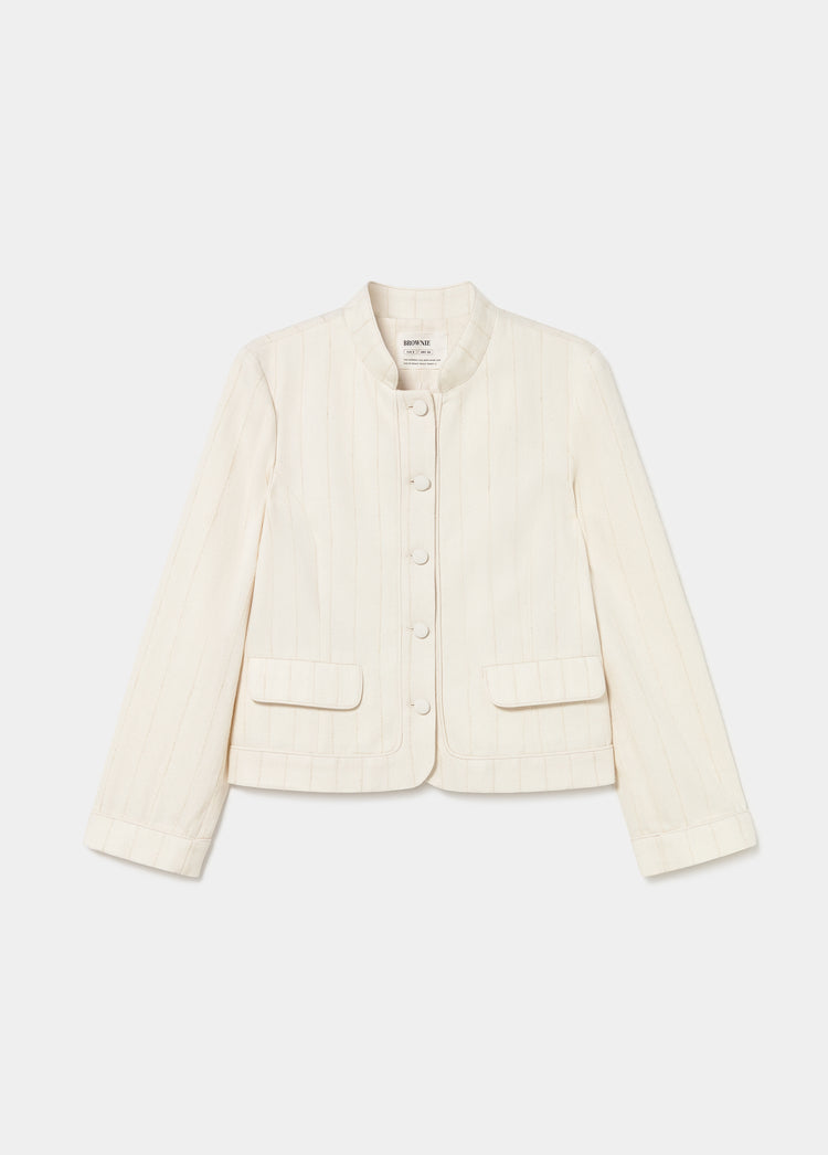 Textured knit jacket with trims