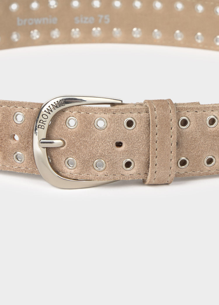 Suede eyelet belt