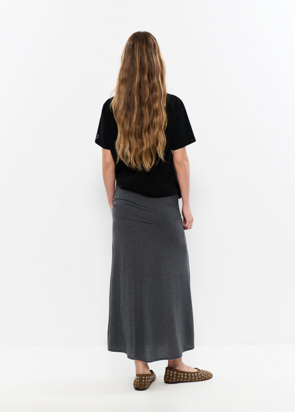 Falda midi drapeada