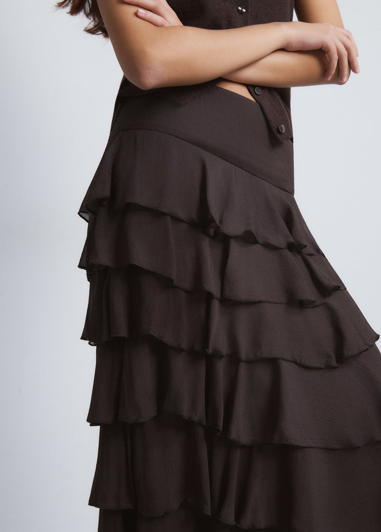 Falda midi volantes
