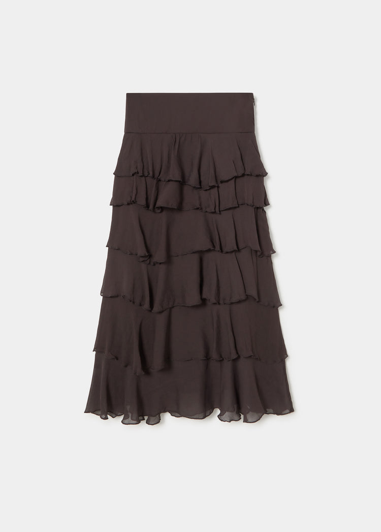 Falda midi volantes