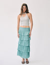 Shiny multilayer ruffle skirt