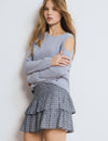 Ruffled skirt with Indian stamp print