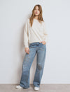 Jeans étoiles patch effiloché