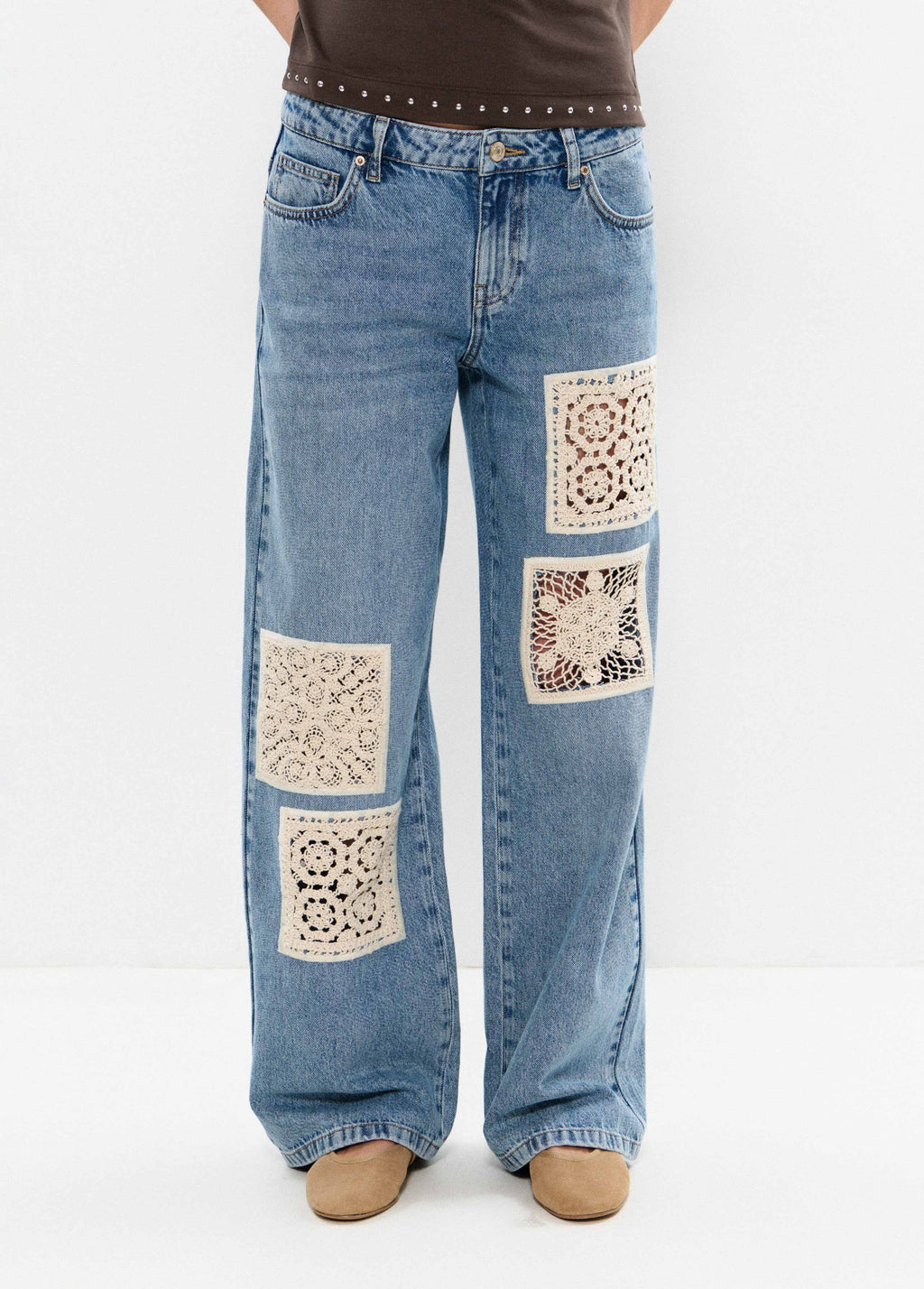 Jeans mit Häkel-Patches