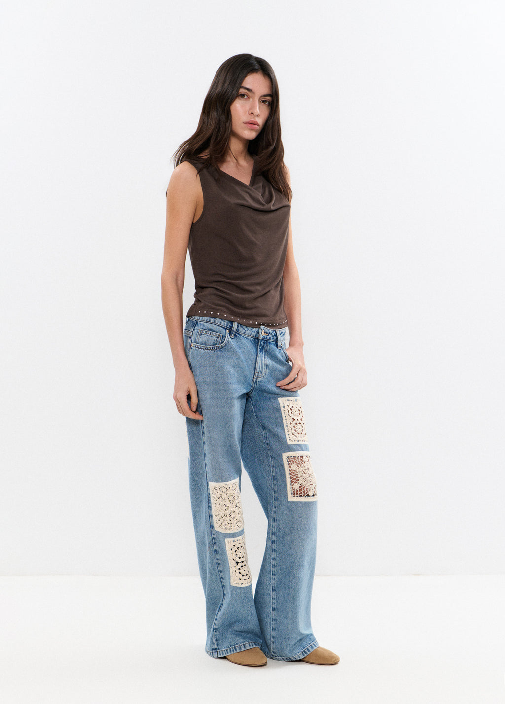 Jeans mit Häkel-Patches