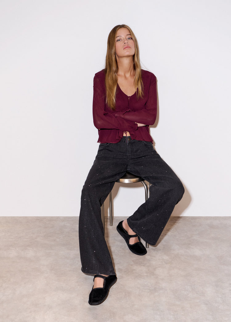 Relaxed jeans with strass