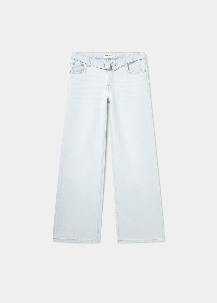 Jeans with turned waistband
