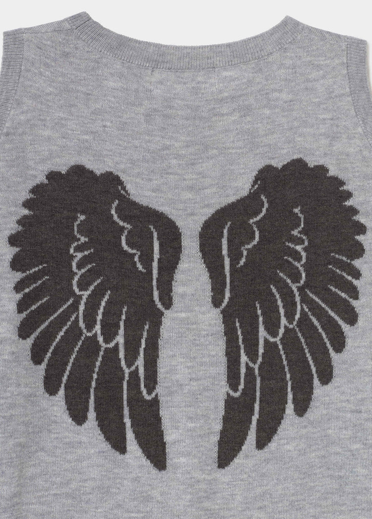 Shoulder cut-out sweater with back wings