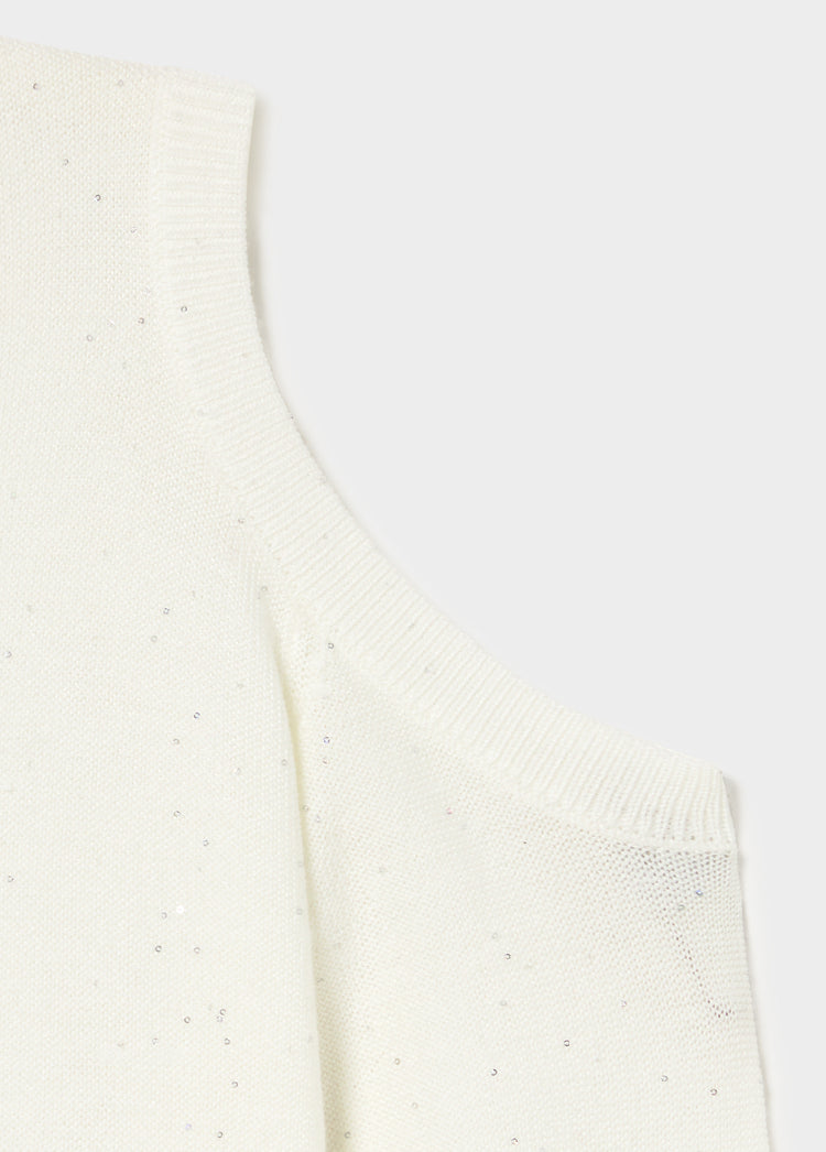 Shoulder cut-out sequin sweater