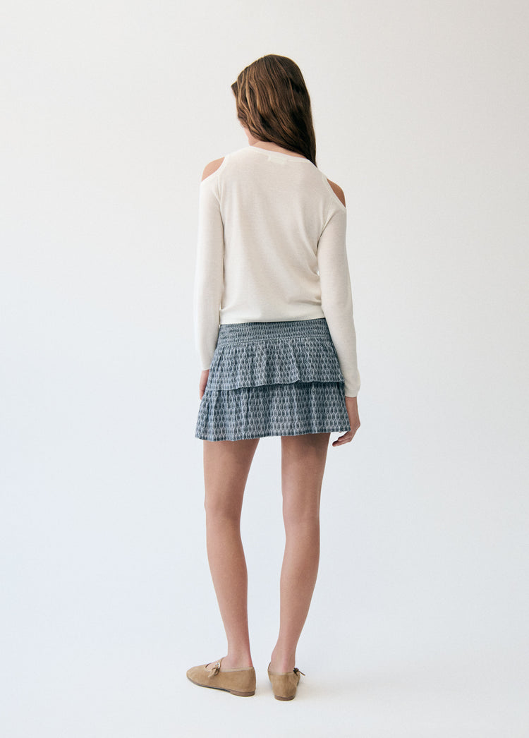 Shoulder cut-out sequin sweater