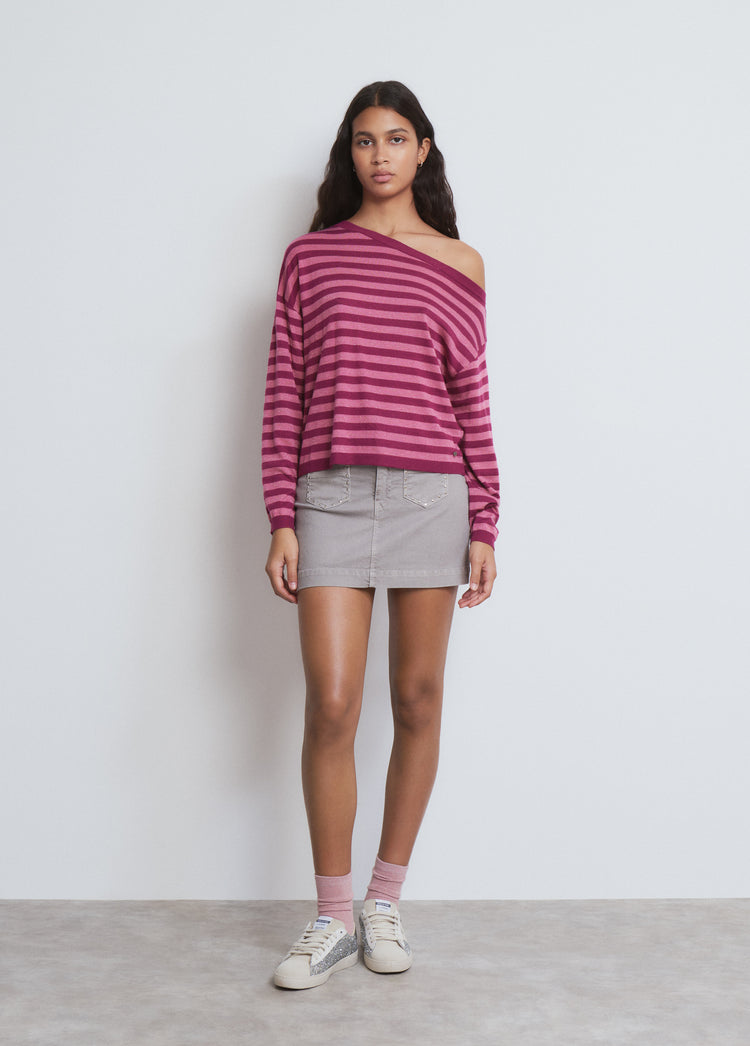Asymmetric striped sweater