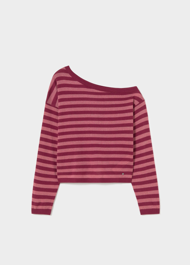 Asymmetric striped sweater