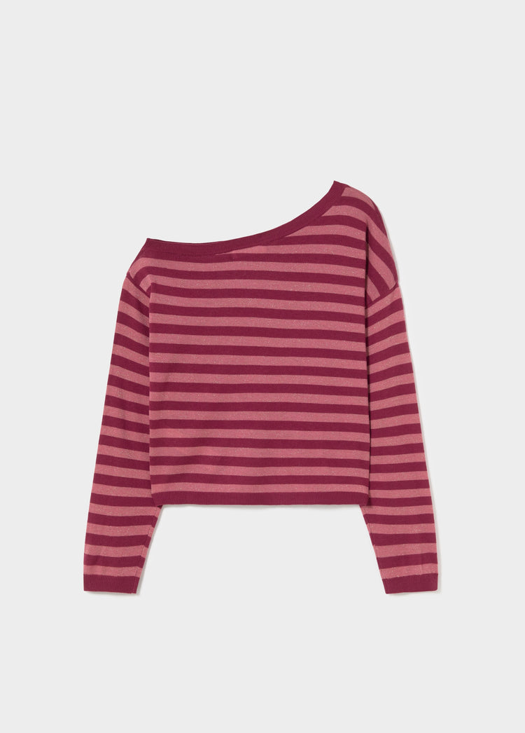 Asymmetric striped sweater