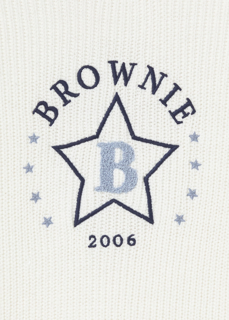 Embroidered sweater with flocked star