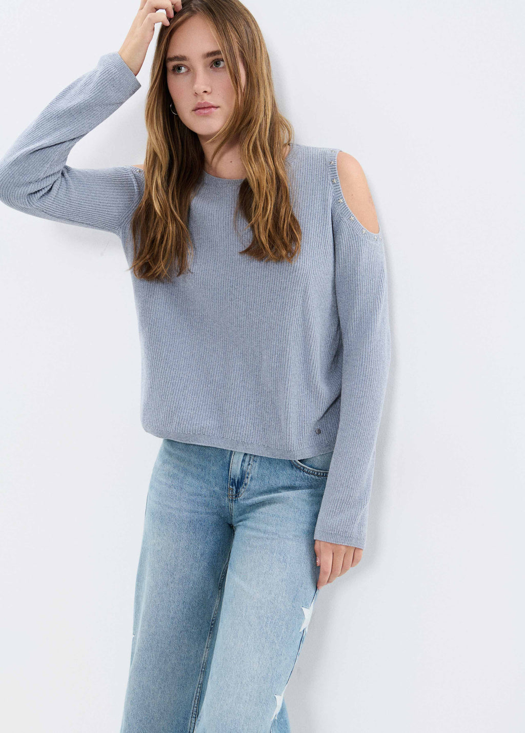 Chenille-Strickpullover mit Sternen
