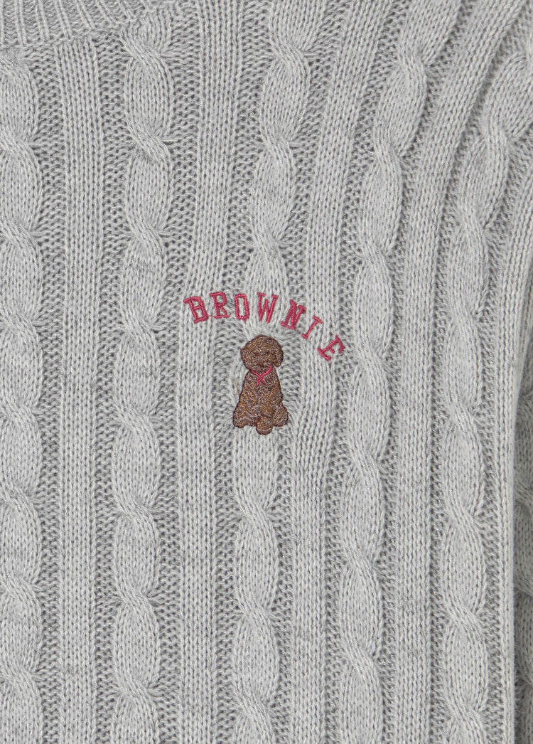 Braided sweater with dog embroidery