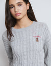 Braided sweater with dog embroidery