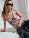 Woven stripe halter top